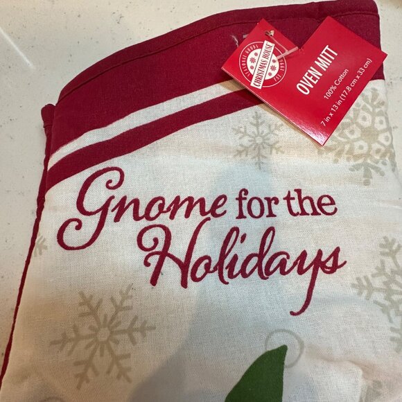 Gnome For The Holidays Cotton Oven Mitt 7" X 13" Christmas House Festive Kitchen - Picture 4 of 6
